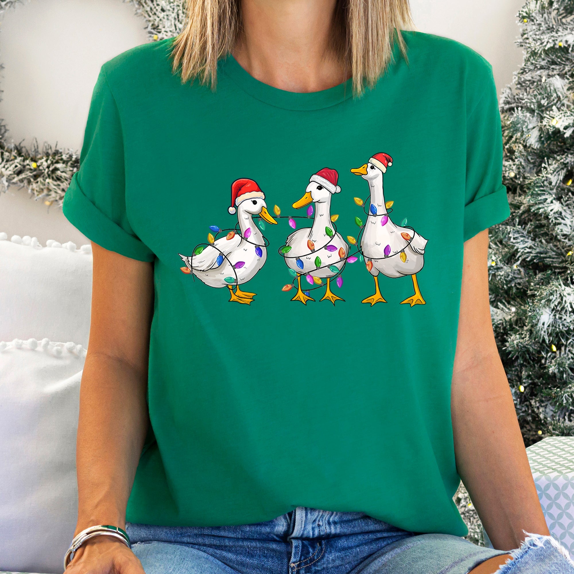 Adorable Christmas Ducks Santa Farmlife Limited Edition Cozy Vintage Graphic Tee