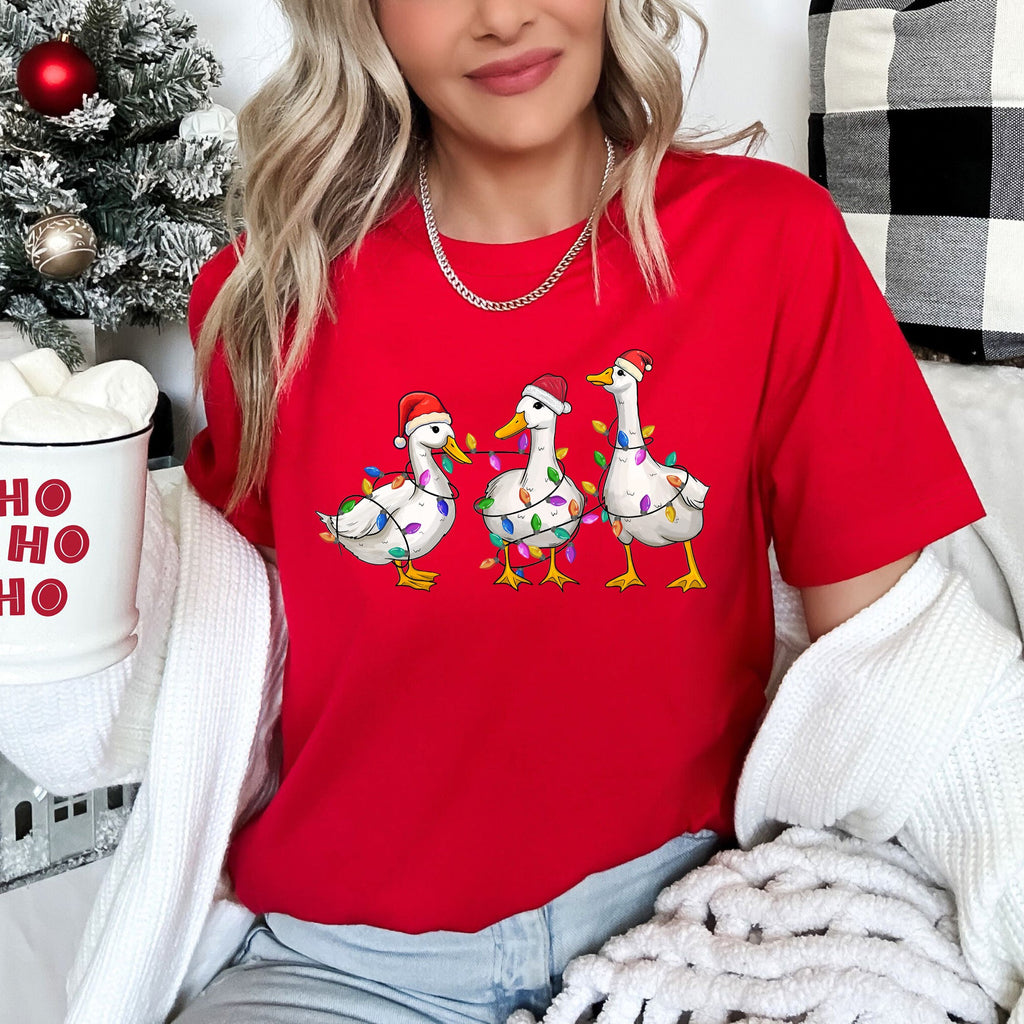 Adorable Christmas Ducks Santa Farmlife Limited Edition Cozy Vintage Graphic Tee