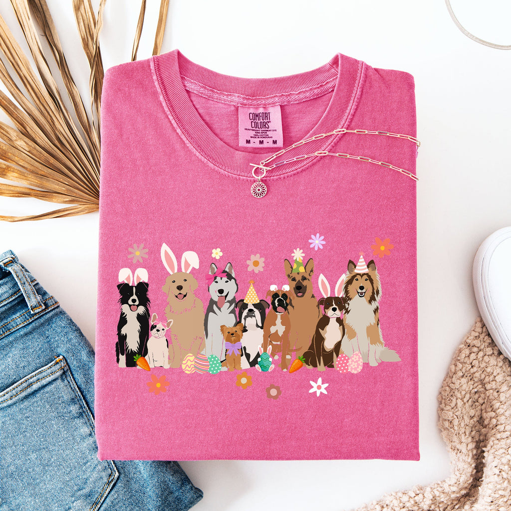 Adorable Dogs Easter Bunny Jesus Rabbit Holiday Collection Special Edition Comfort Colors Tee
