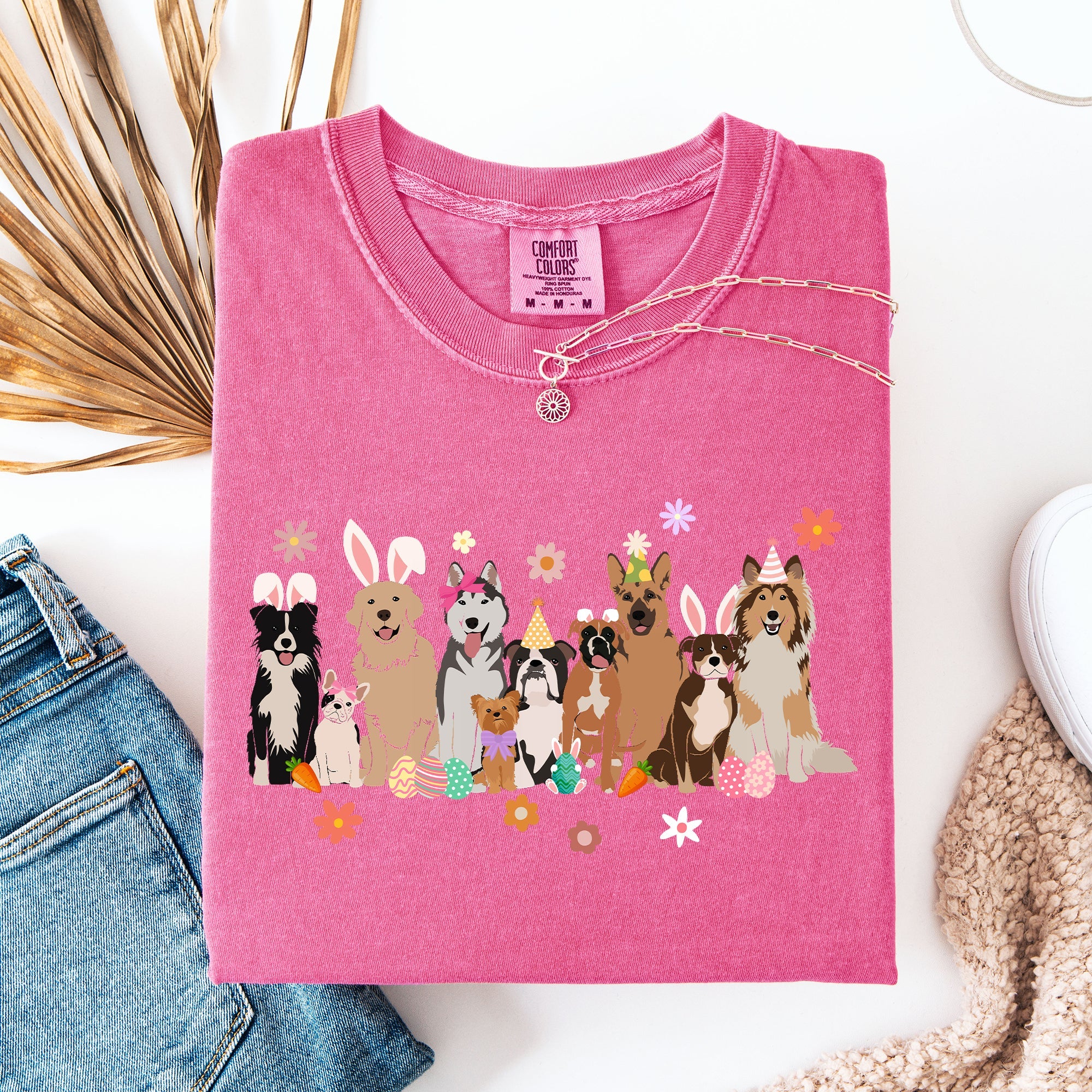 Adorable Dogs Easter Bunny Jesus Rabbit Holiday Collection Special Edition Comfort Colors Tee