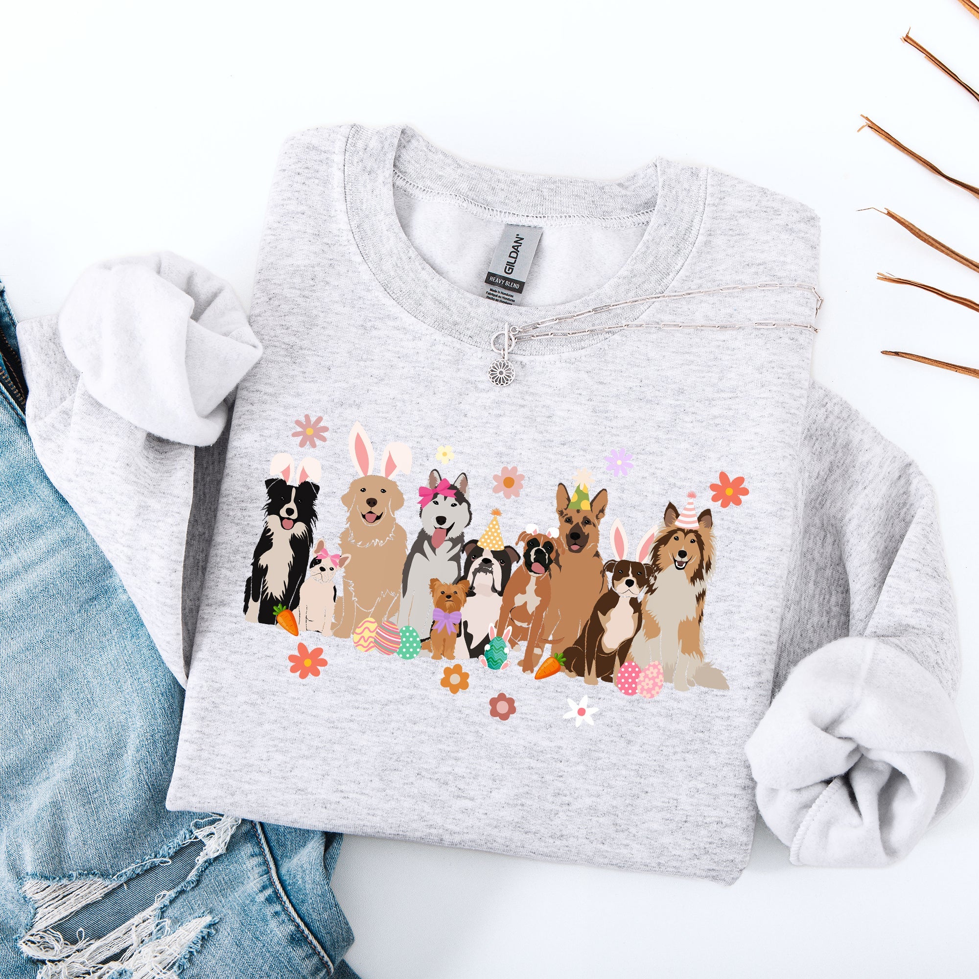 Adorable Dogs Easter Bunny Jesus Rabbit Holiday Cheer Edition Deluxe Cozy Fit Sweatshirt
