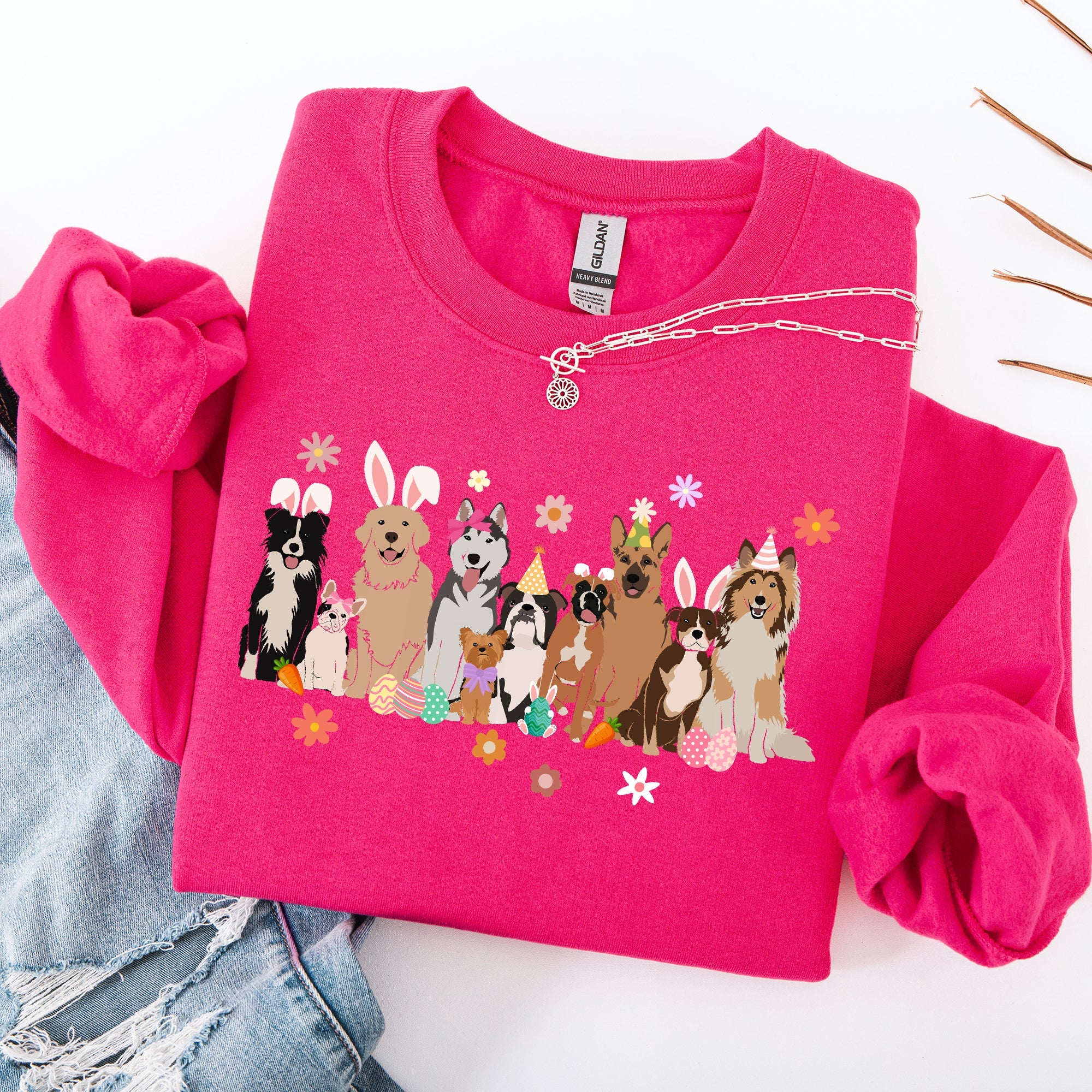 Adorable Dogs Easter Bunny Jesus Rabbit Holiday Cheer Edition Deluxe Cozy Fit Sweatshirt