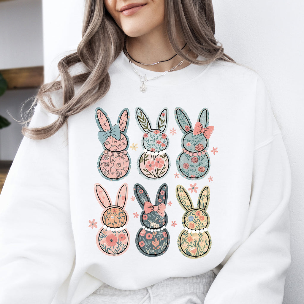 Adorable Floral Bunnies Easter Bunny Jesus Rabbit Garden Floral Design Sweatshirt
