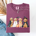 Adorable Halloween Dogs And Bats Pumpkins Spooky Witch Scene Cozy Comfort Colors Tee