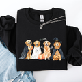Adorable Halloween Dogs, Bats, Pumpkins, Spooky Witch Patchwork Retro Sweatshirt