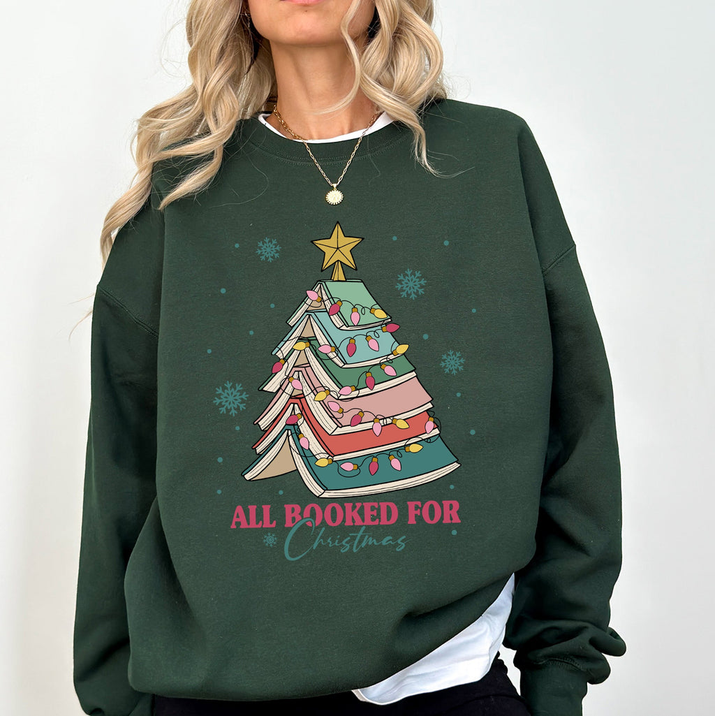 All Booked For Christmas Reading Teacher Winter Santa Xmas Festive Cozy Sweatshirt