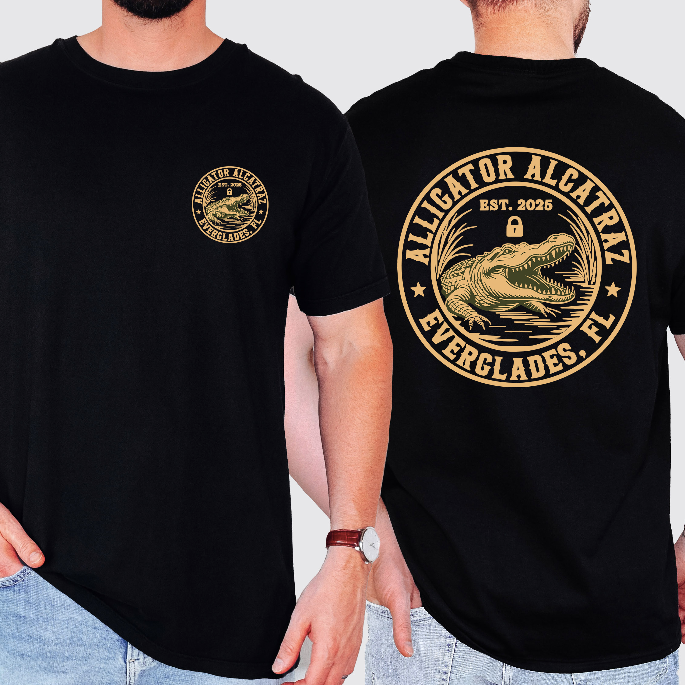 Alligator Alcatraz ICE Florida Everglades MAGA Front And Back Retro Edition Graphic Tee
