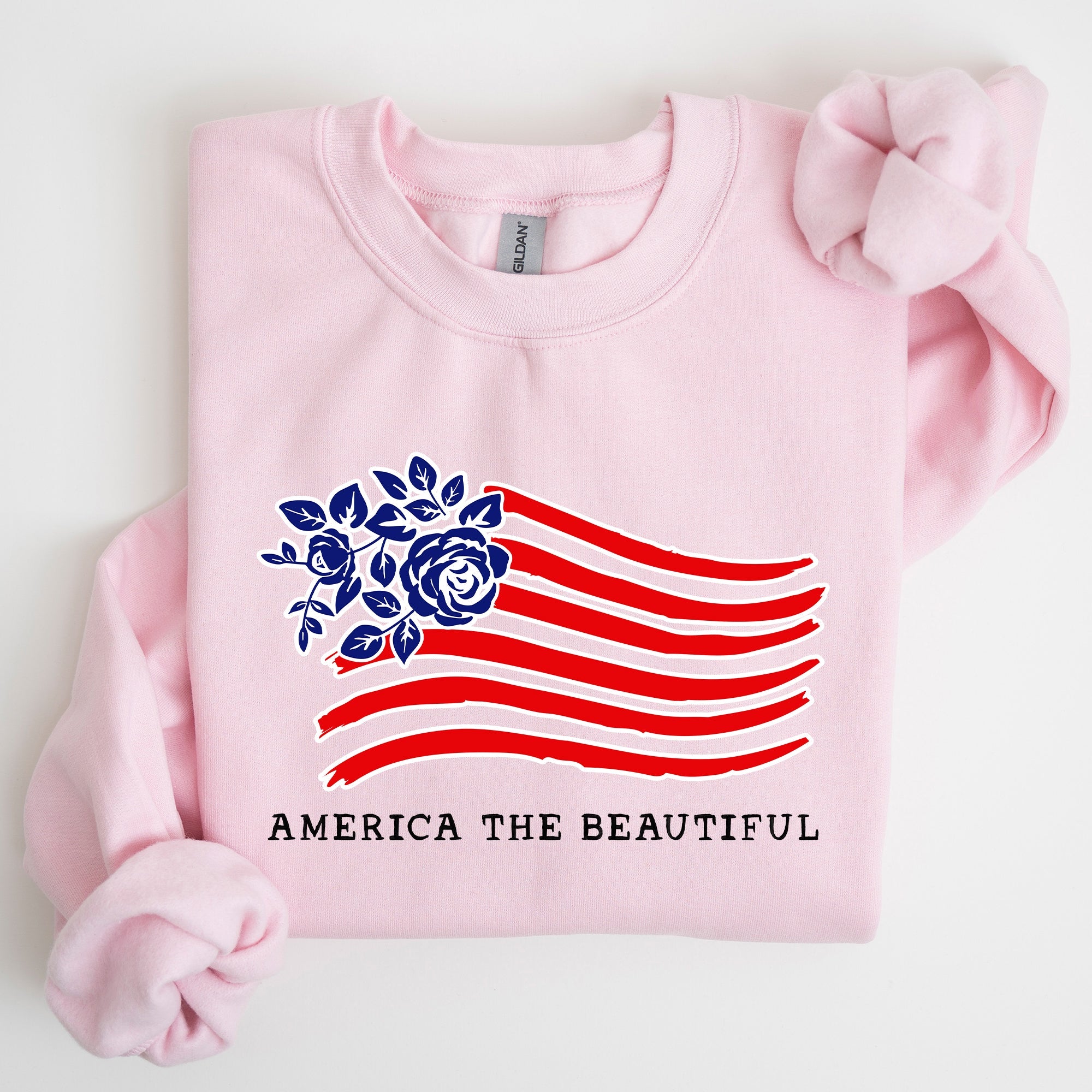 America The Beautiful Flower Flag Patriotic Floral Banner Emblem Design Sweatshirt