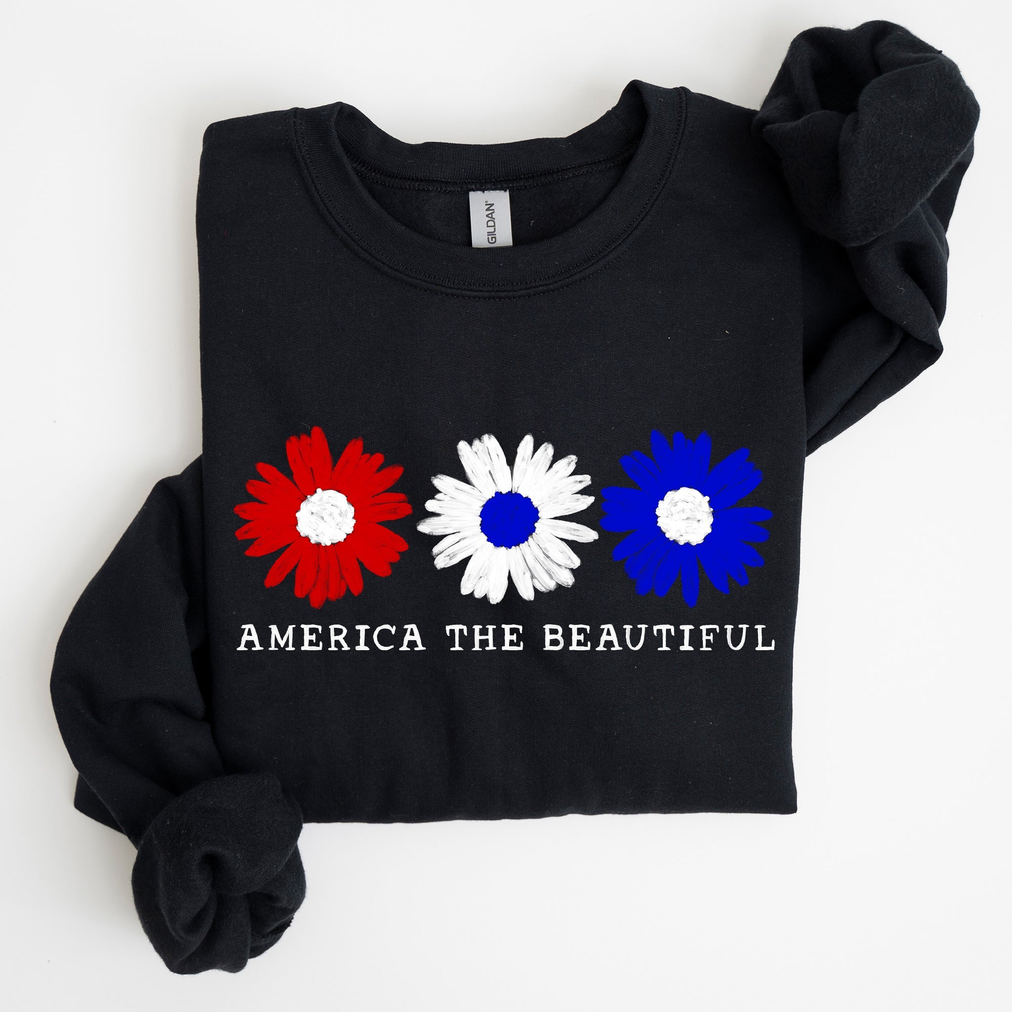 America The Beautiful Red White Blue Patriotic Pride Canvas Inspired Cozy Sweatshirt