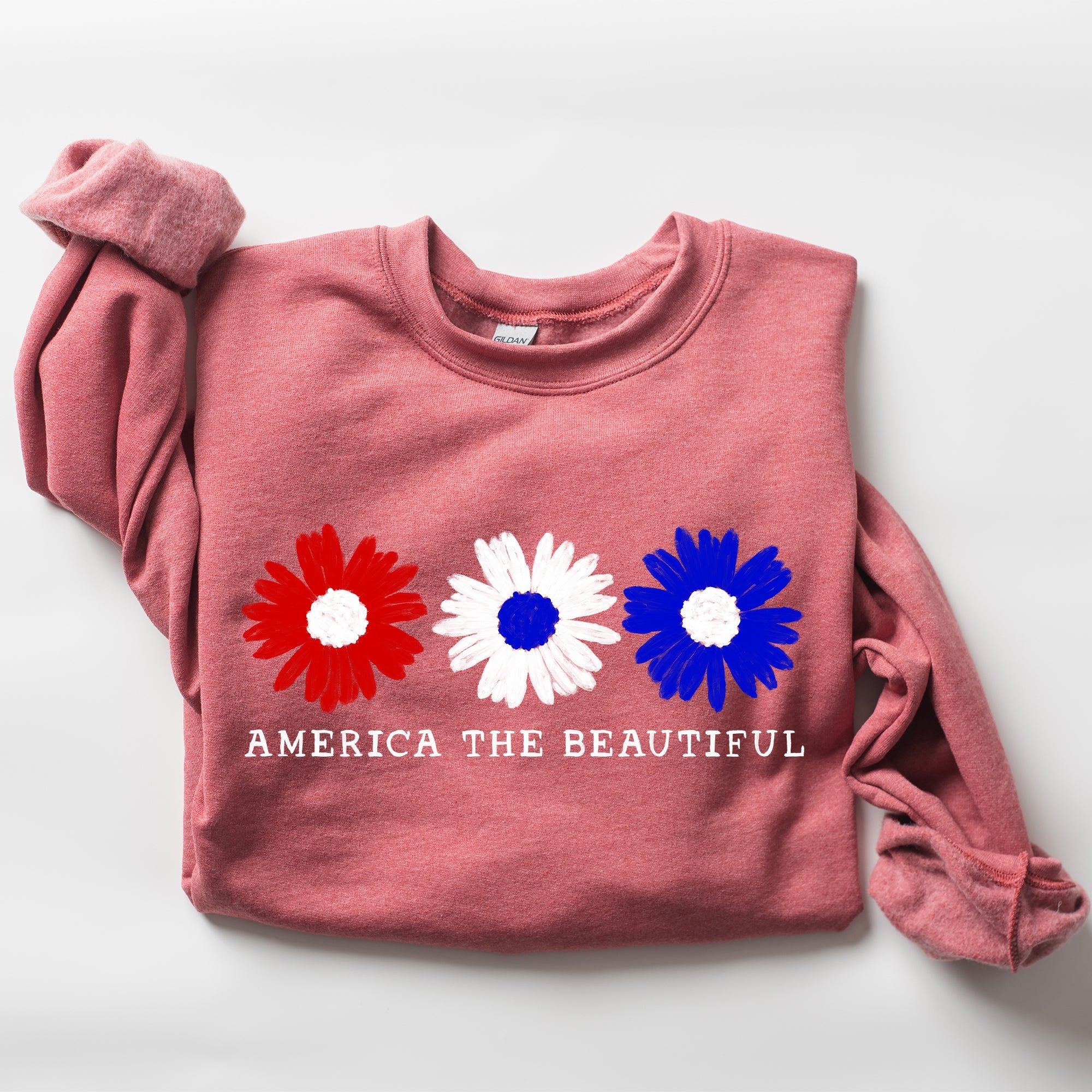 America The Beautiful Red White Blue Patriotic Pride Canvas Inspired Cozy Sweatshirt