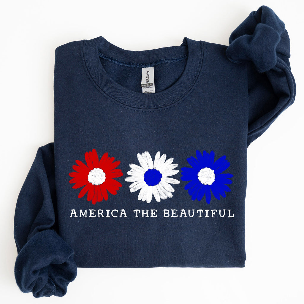 America The Beautiful Red White Blue Patriotic Pride Canvas Inspired Cozy Sweatshirt