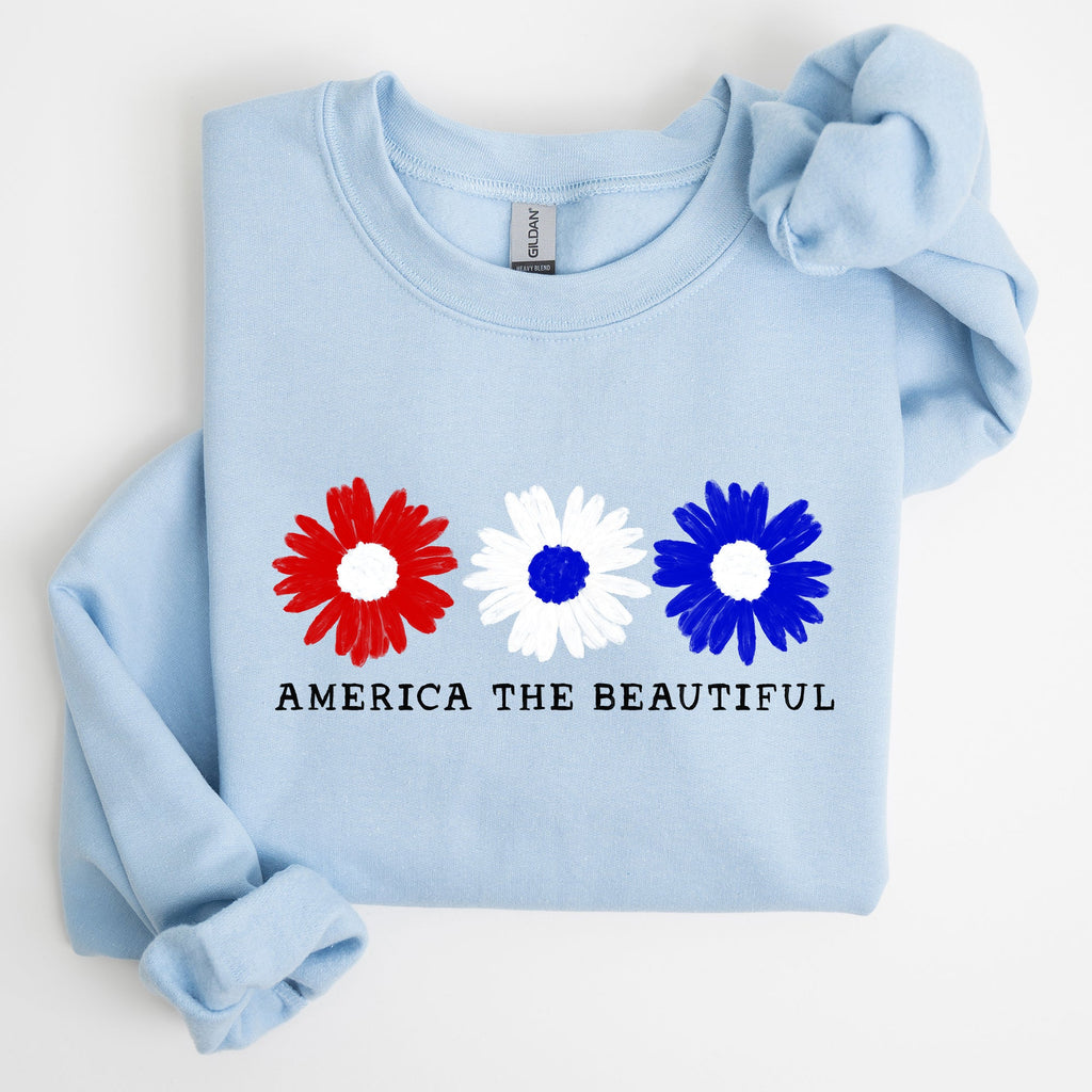 America The Beautiful Red White Blue Patriotic Pride Canvas Inspired Cozy Sweatshirt