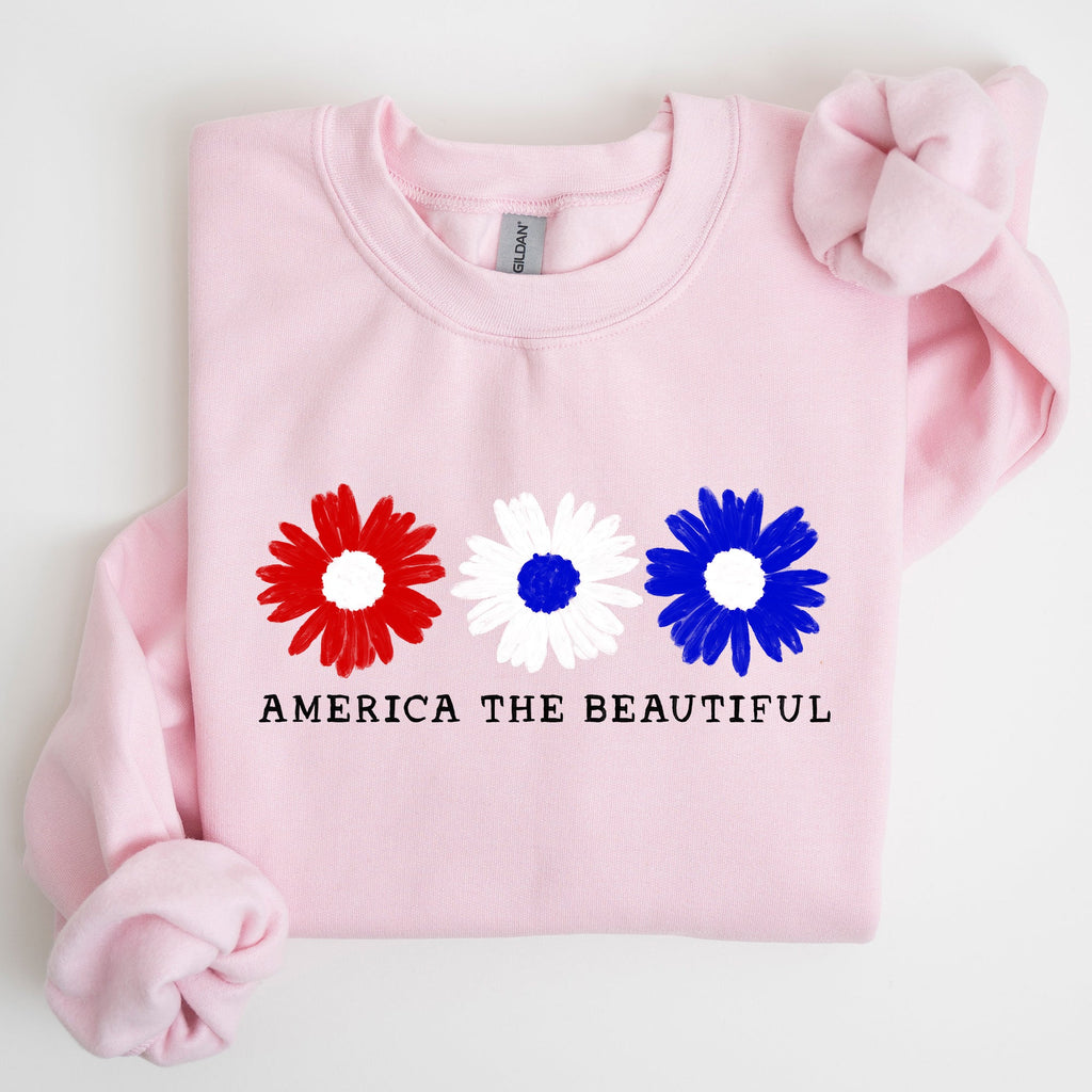 America The Beautiful Red White Blue Patriotic Pride Canvas Inspired Cozy Sweatshirt