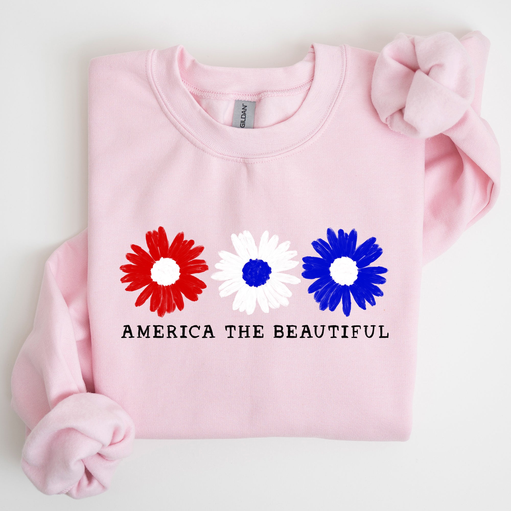 America The Beautiful Red White Blue Patriotic Pride Canvas Inspired Cozy Sweatshirt