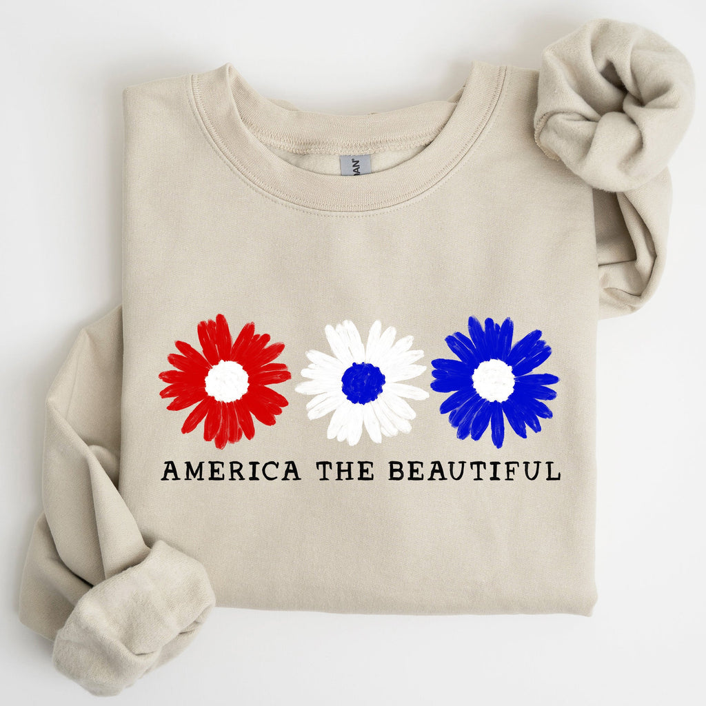 America The Beautiful Red White Blue Patriotic Pride Canvas Inspired Cozy Sweatshirt