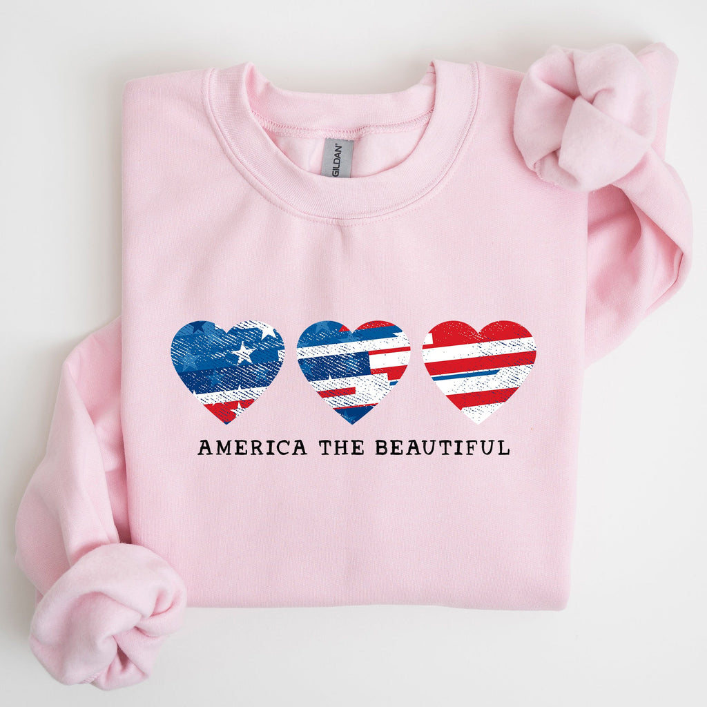 America The Beautiful Retro Hearts Patriotic Vintage American Pride Flag Inspired Sweatshirt