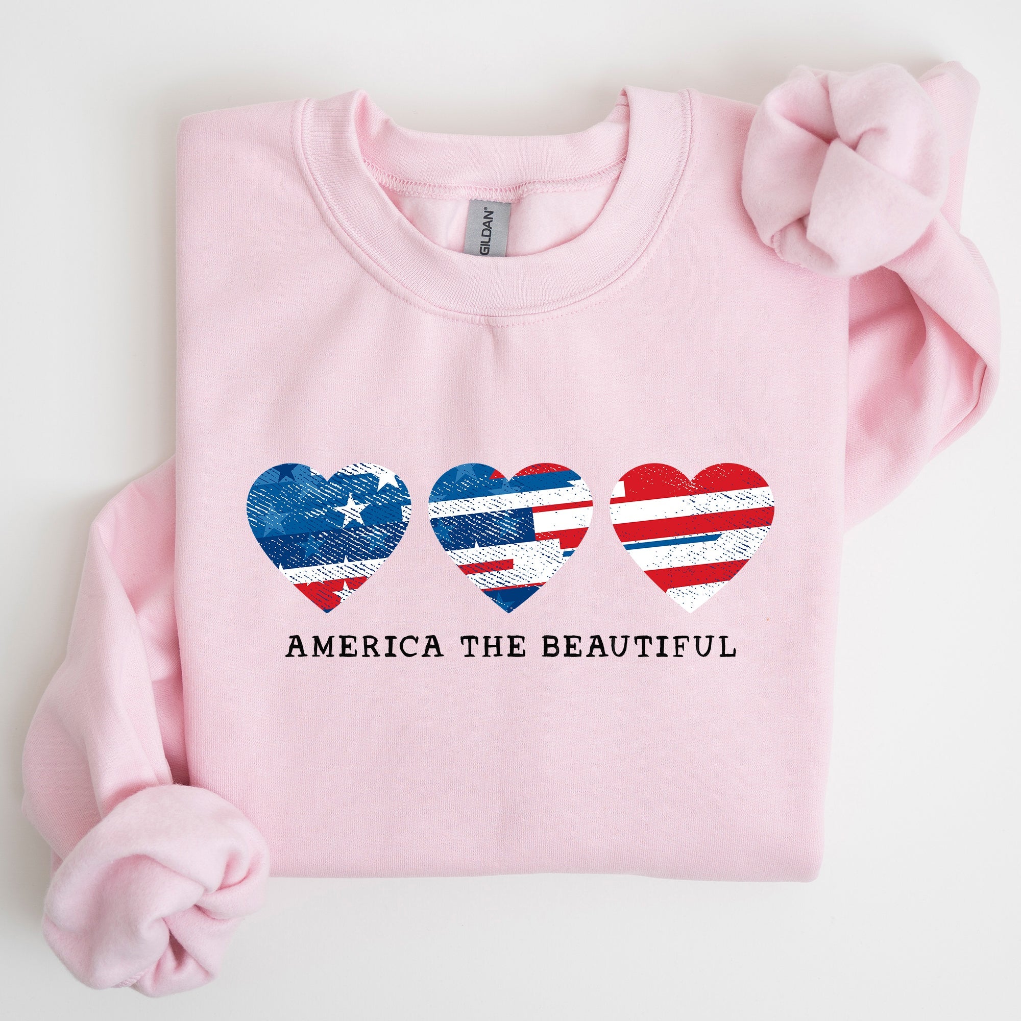 America The Beautiful Retro Hearts Patriotic Vintage American Pride Flag Inspired Sweatshirt
