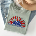 America The Beautiful Sunflower Flag Red White Blue Patriotic Comfort Colors Tee