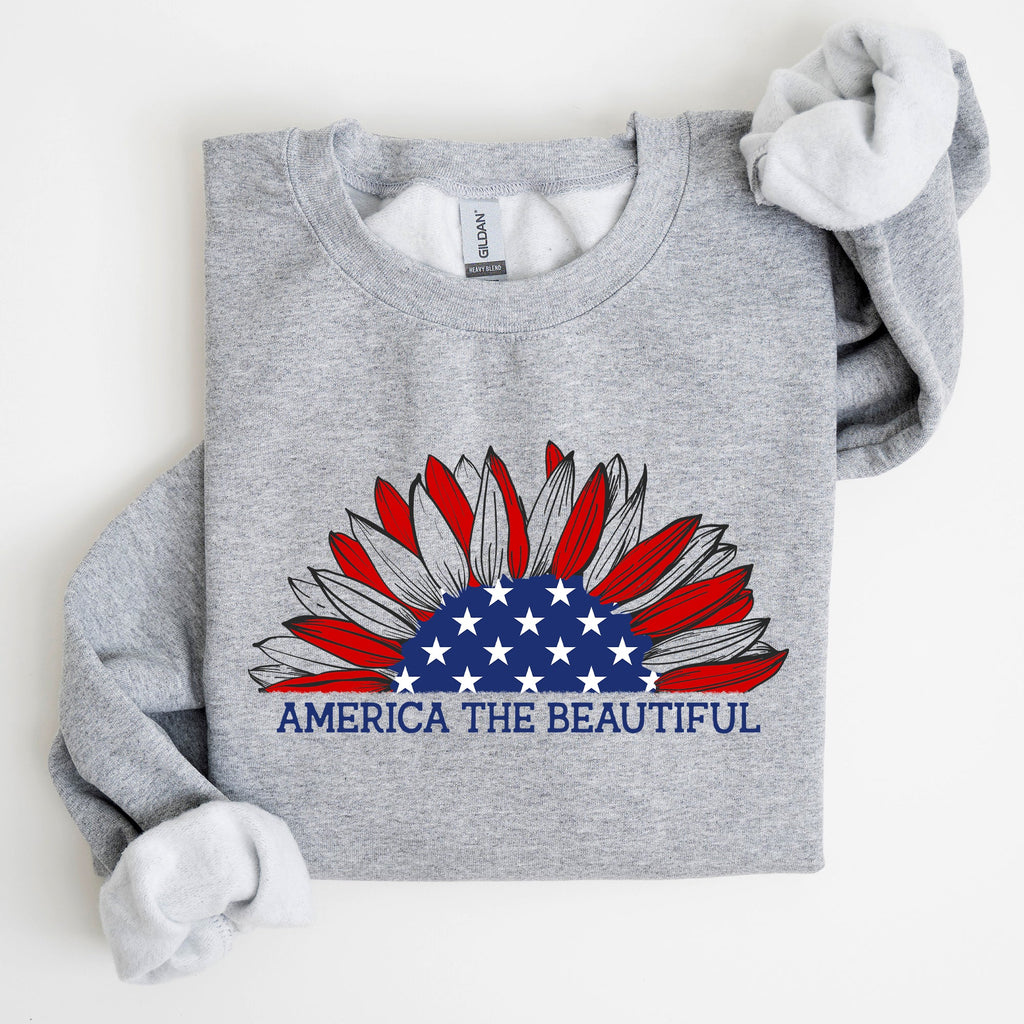 America The Beautiful Sunflower Patriotic Emblem Artwork In Bold Uplifting Style For Everyday Wear Sweatshirt