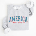 America 1776 Patriotic 4th of July Vintage Graphic Print Across Chest Sweatshirt