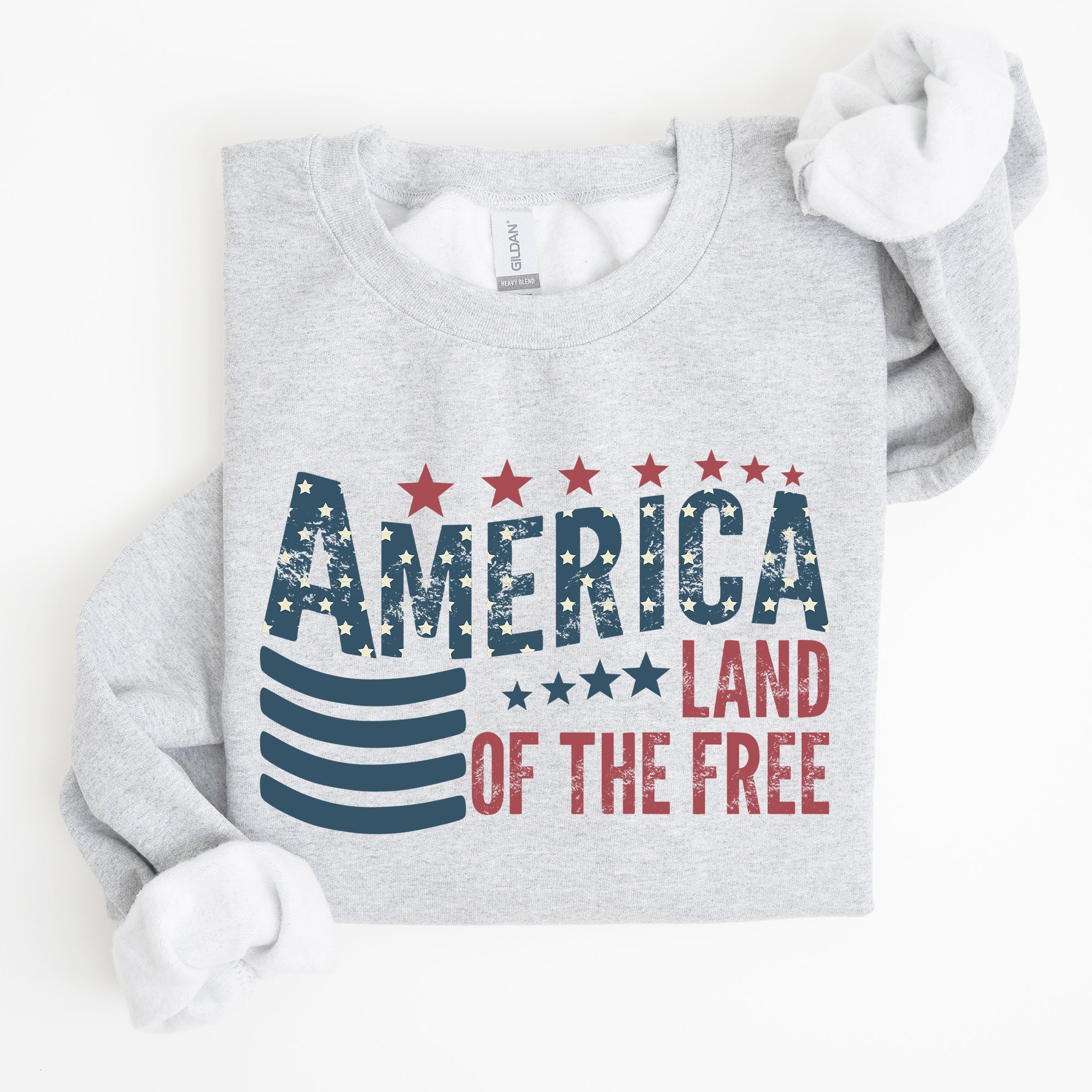 America Flag Land Of The Free Patriotic USA Pride Heritage Edition Graphic Emblem Sweatshirt