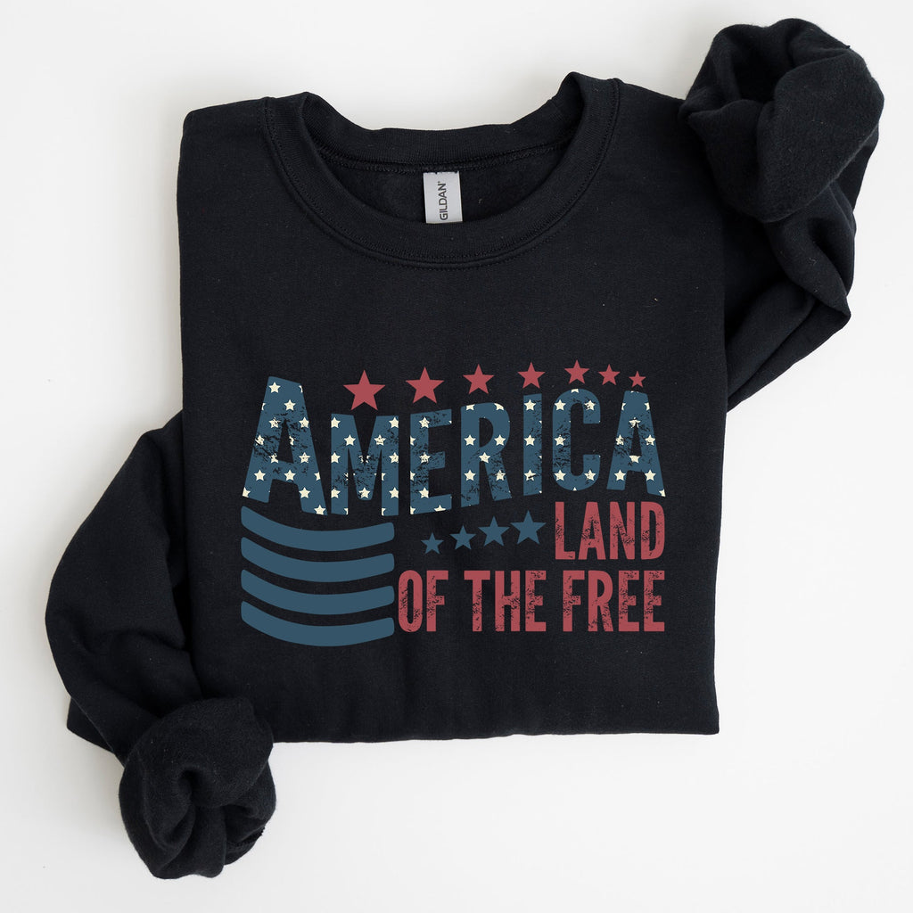 America Flag Land Of The Free Patriotic USA Pride Heritage Edition Graphic Emblem Sweatshirt