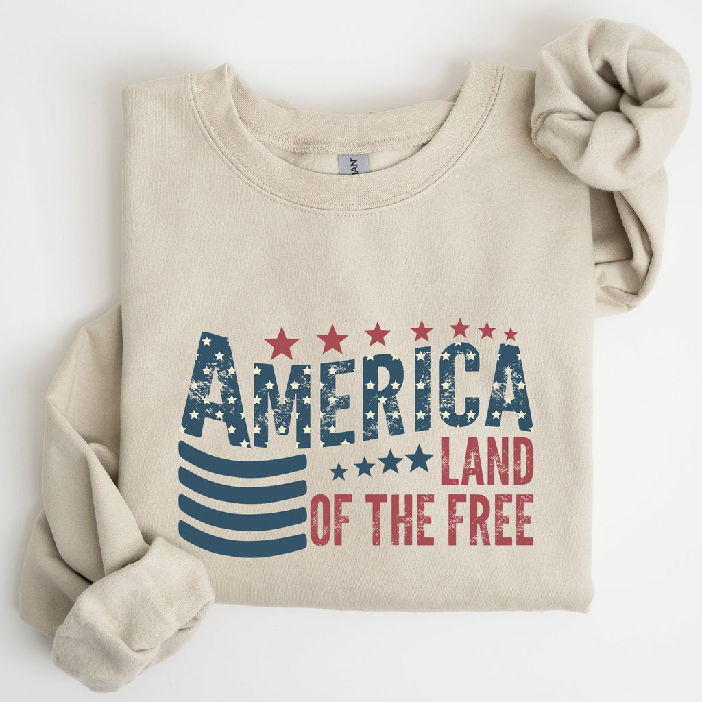 America Flag Land Of The Free Patriotic USA Pride Heritage Edition Graphic Emblem Sweatshirt