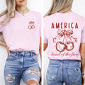 America, Land Of The Free, 1776, Cherries, Patriotic, 4th Of July Comfort Colors Tee