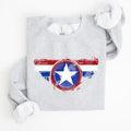 America Super Hero Flag Patriotic 4th of July United States Flag Emblem Graphic Inspired Sweatshirt