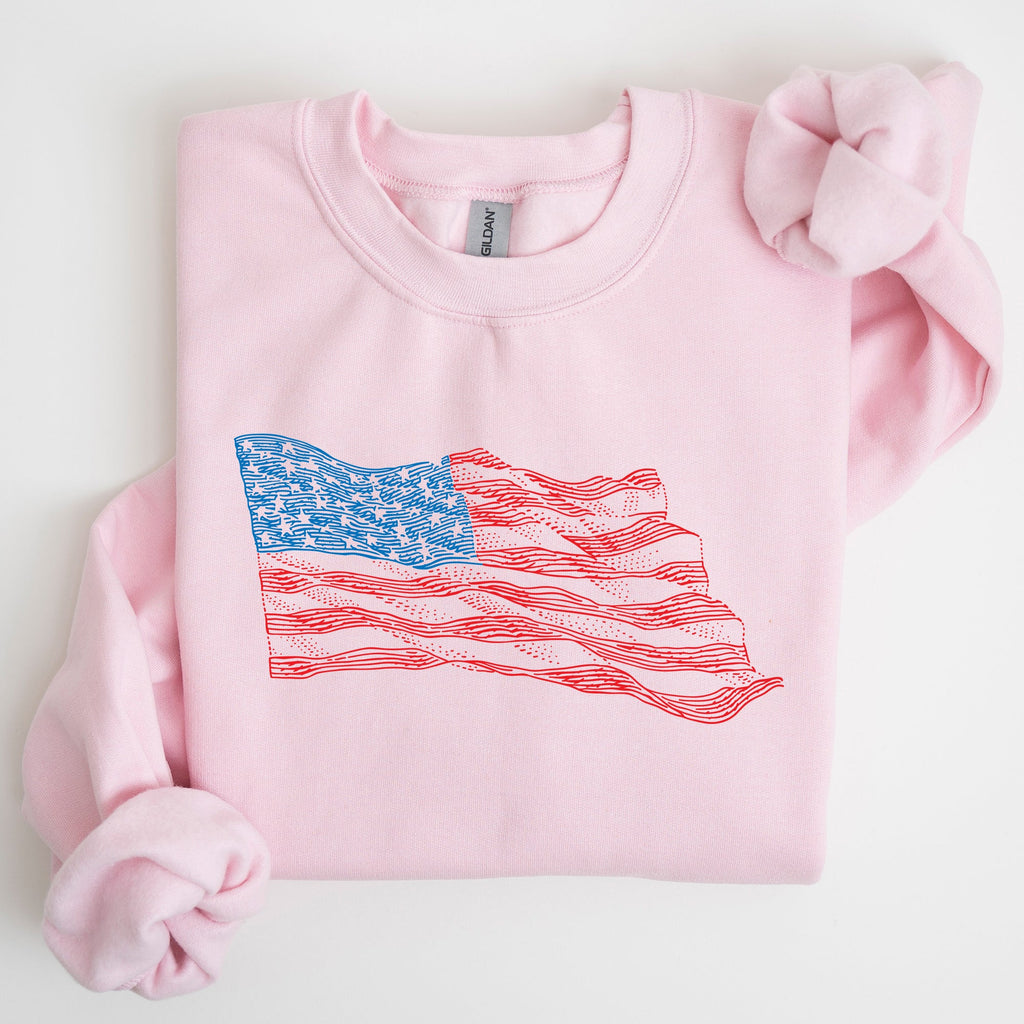 American Flag Illustration Patriotic 4th Of July Celebration Premium Edition Sweatshirt