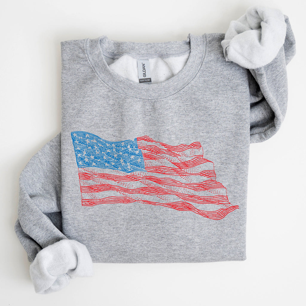 American Flag Illustration Patriotic 4th Of July Celebration Premium Edition Sweatshirt