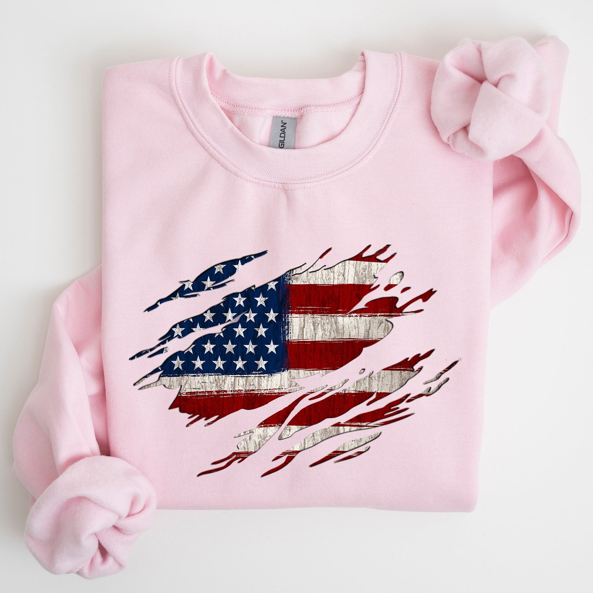 American Flag Patriotic Fourth of July Pride Banner Design Celebrating USA Heritage and Freedom Sweatshirt