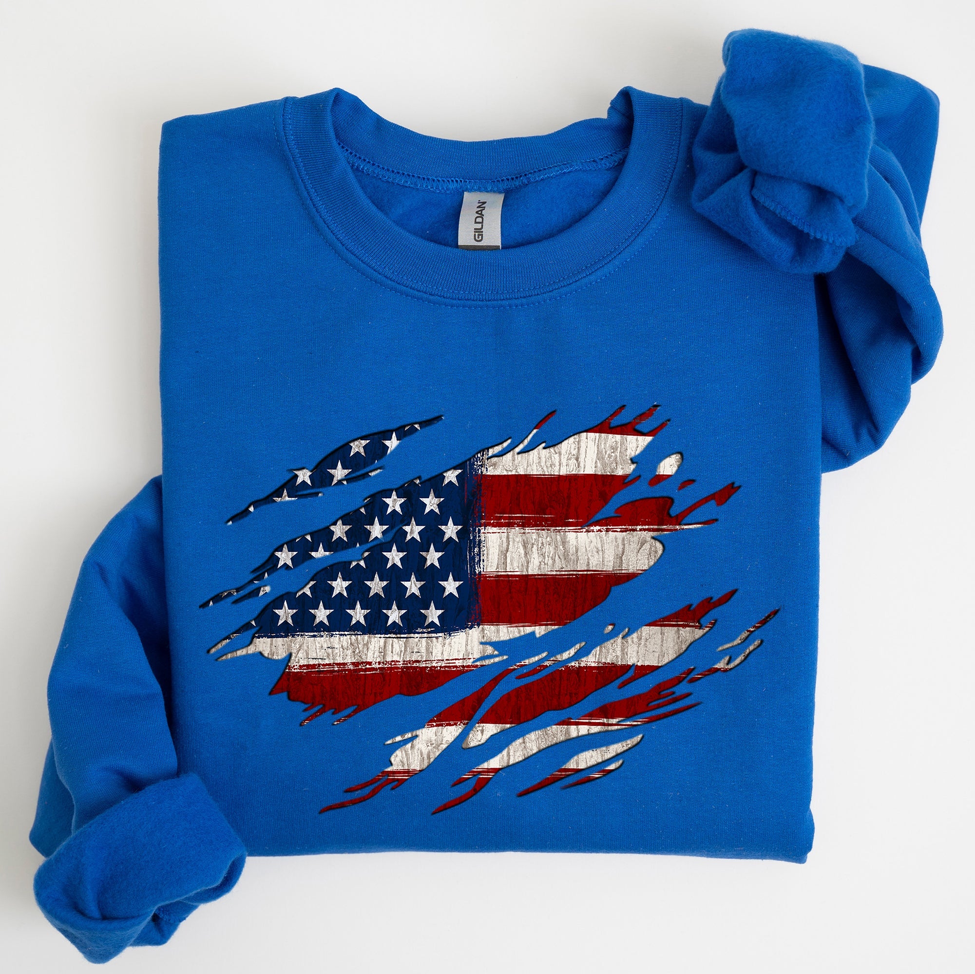 American Flag Patriotic Fourth of July Pride Banner Design Celebrating USA Heritage and Freedom Sweatshirt