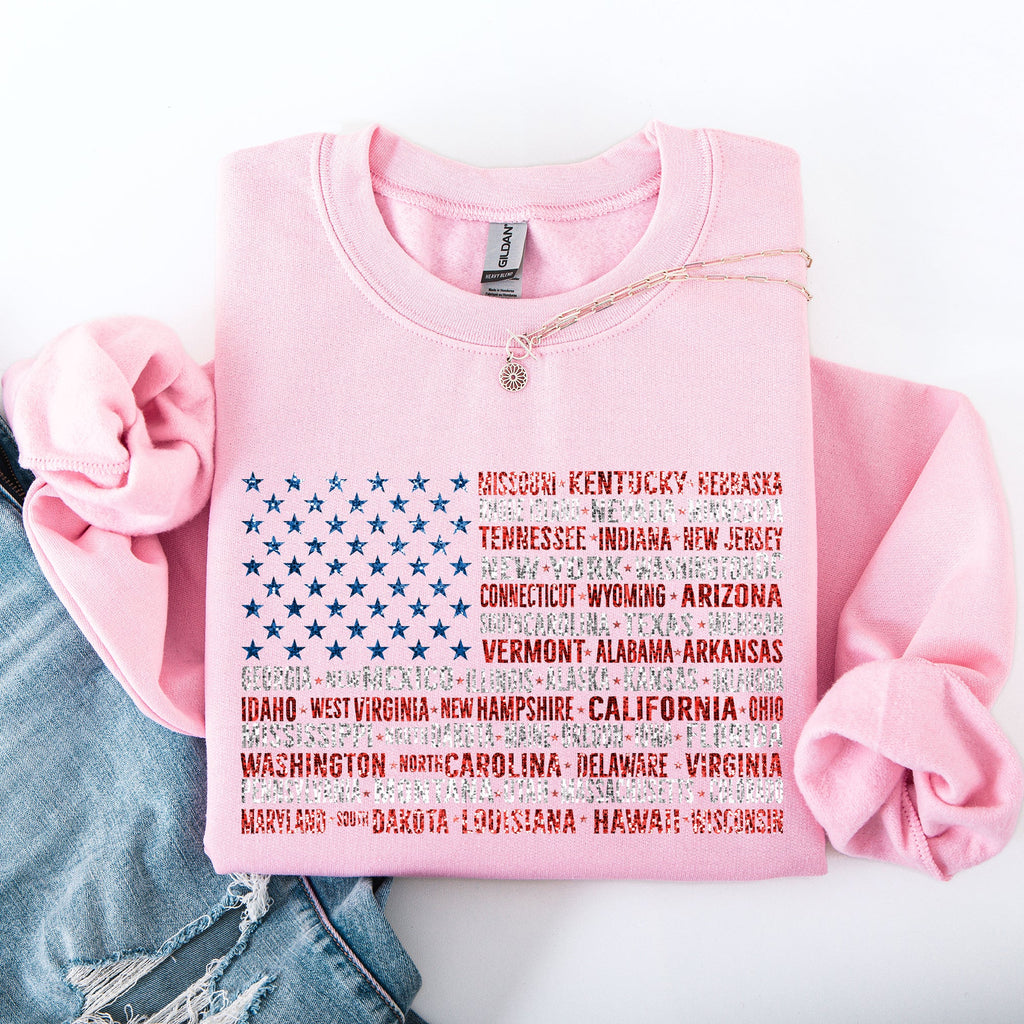 American Flag States Patriot USA 4th of July Patriotic Graphic Keepsake Edition Sweatshirt