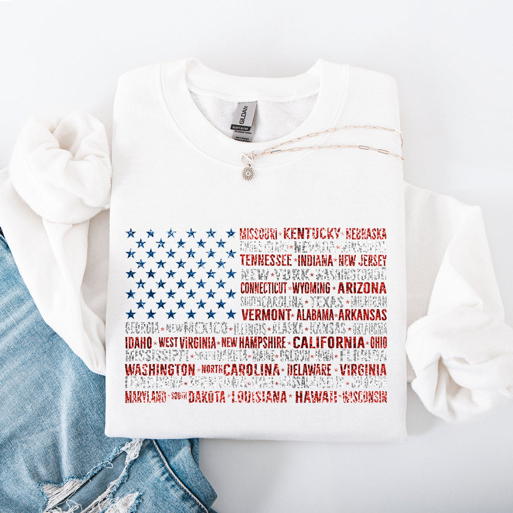 American Flag States Patriot USA 4th of July Patriotic Graphic Keepsake Edition Sweatshirt