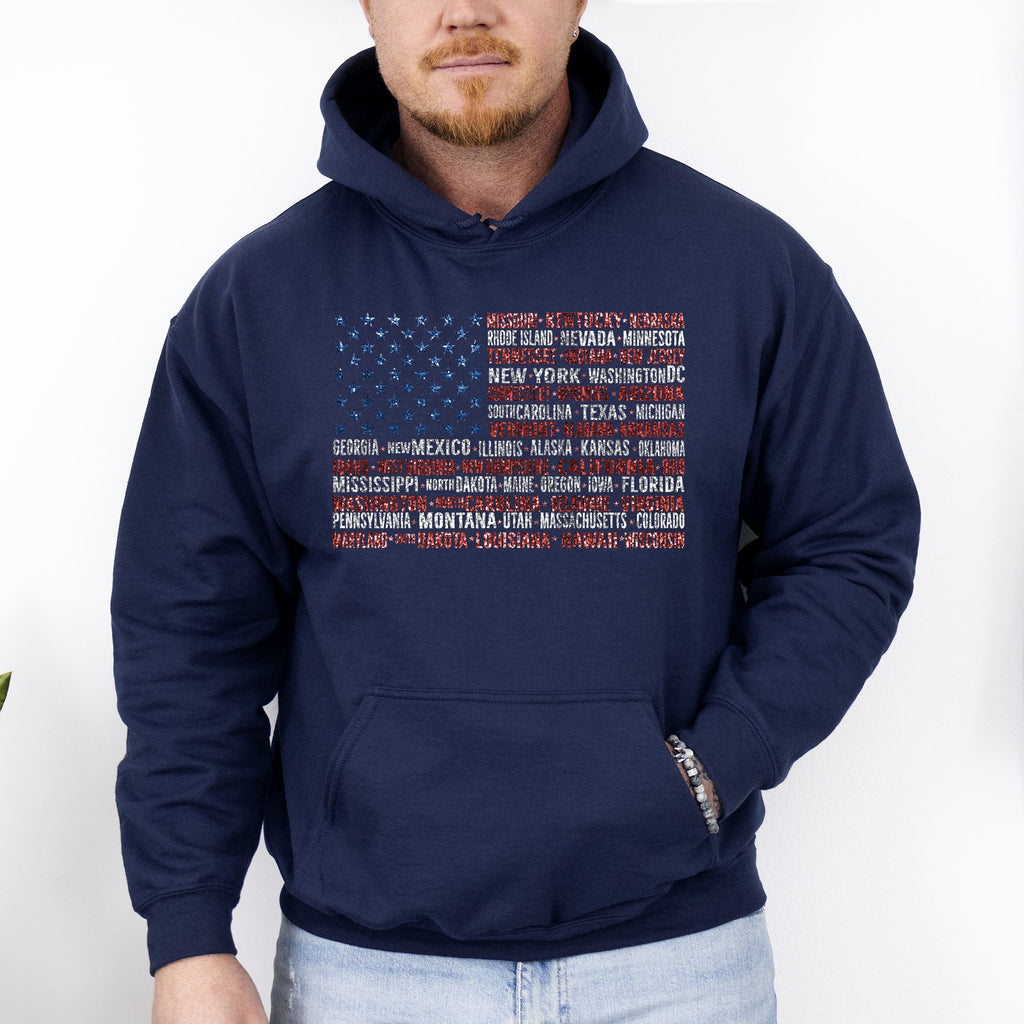 Graphic American Flag States Patriot USA Fourth of July Limited Edition Patriotic Hoodie