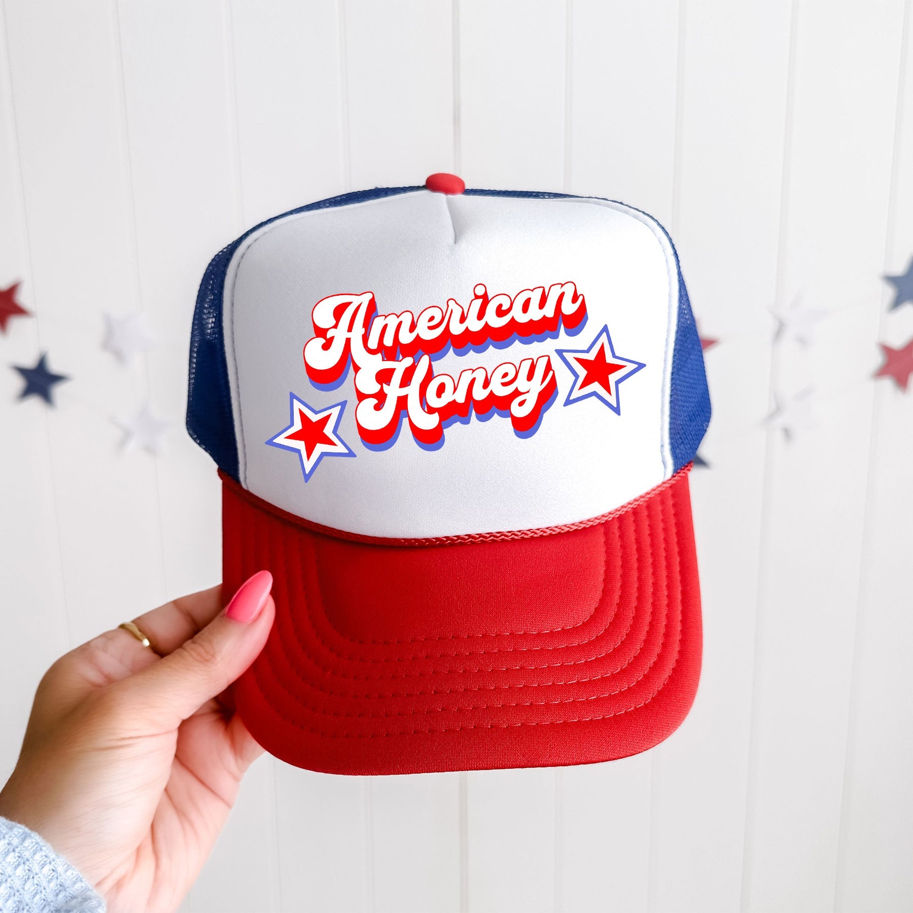 American Honey Patriotic Lightning Bolt Flag Eagle Fourth Of July Celebration Theme Snapback Trucker Hat