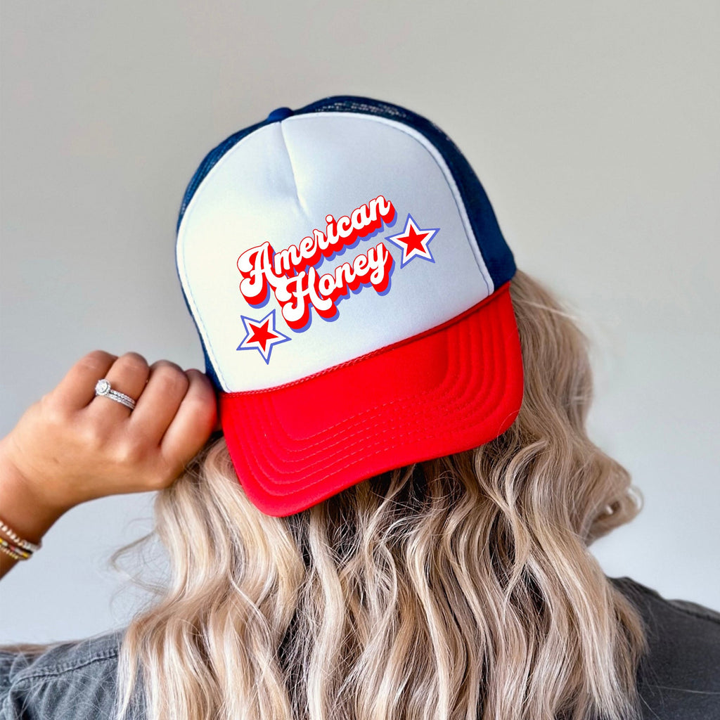 American Honey Patriotic Lightning Bolt Flag Eagle Fourth Of July Celebration Theme Snapback Trucker Hat