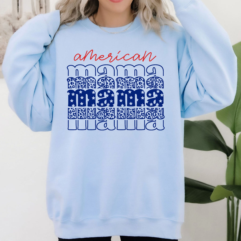 American Mama Retro Vintage Patriotic Stars Leopard Fourth Of July Celebration Sweatshirt