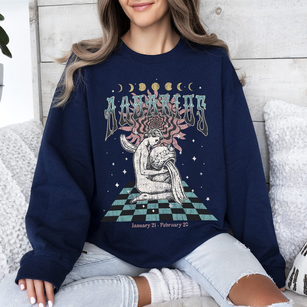 Aquarius Zodiac Astrology Horoscope Cosmic Sign Graphic Expression For Astrology Lovers And Cosmic Dreamers Sweatshirt