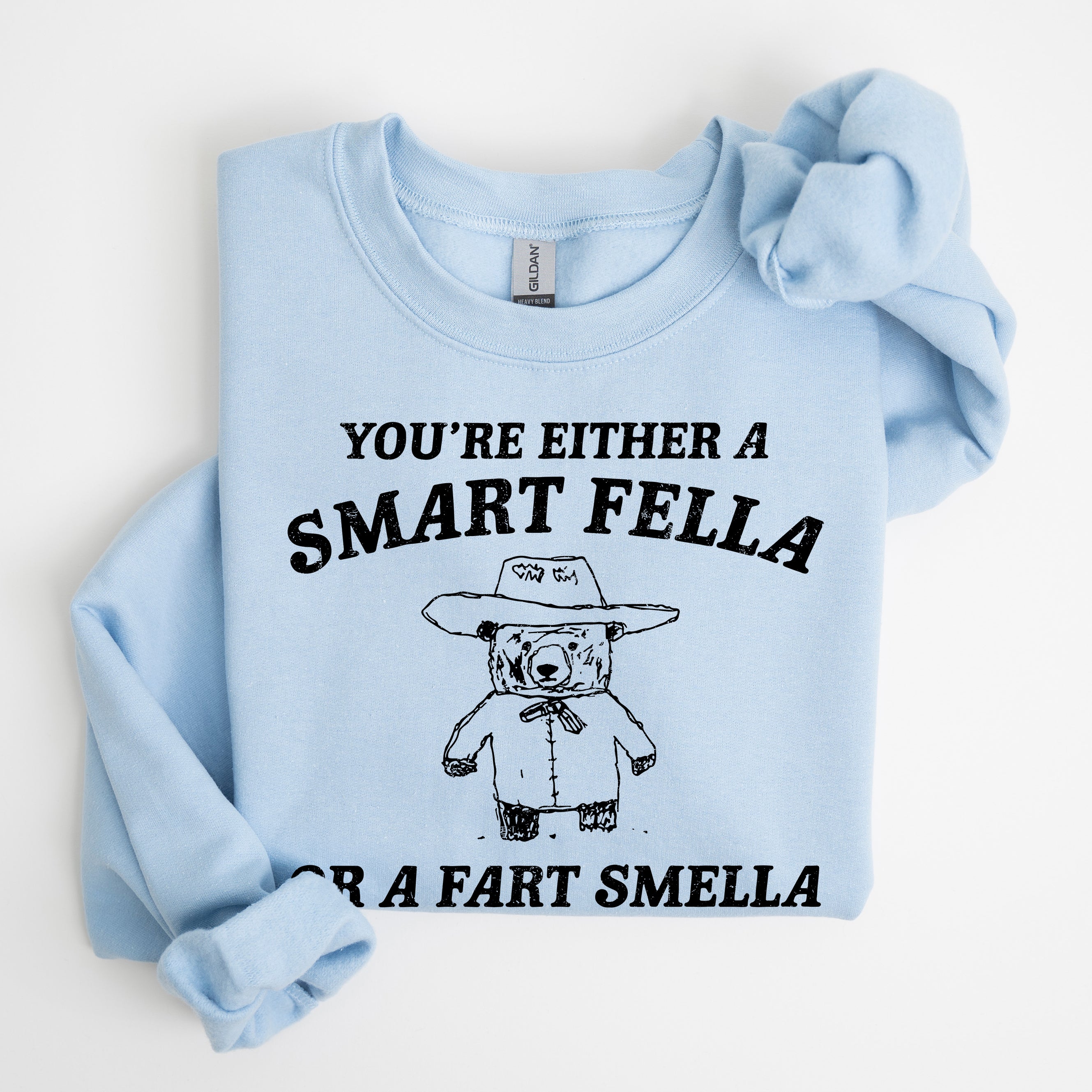 You're Either a Smart Fella Or a Fart Smella Bear Meme Graphic Cozy Fleece Lined Sweatshirt