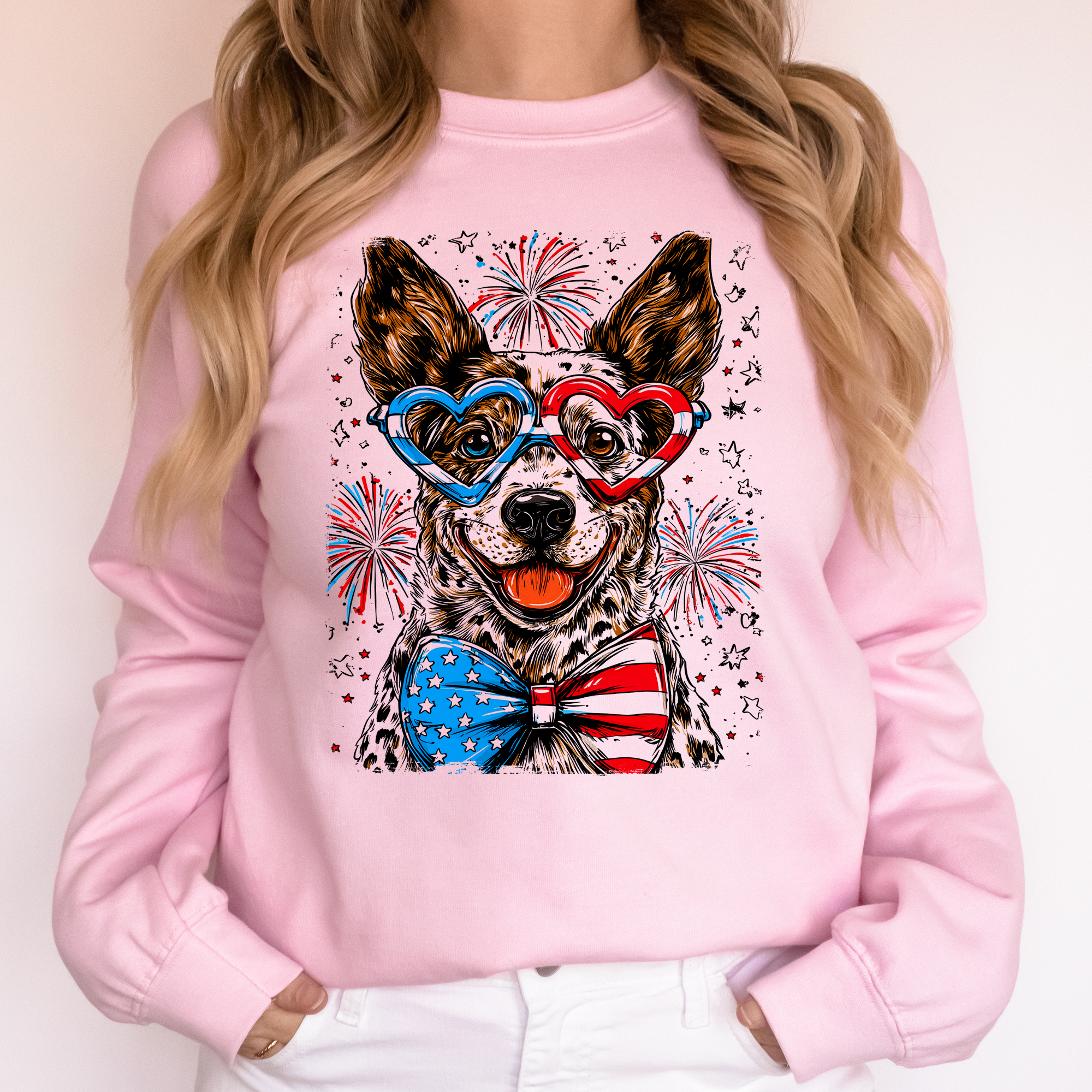 Australian Cattle Dog Patriotic USA America Pet Lover 4th Of July Retro Sweatshirt