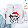 Australian Shepherd Santa Dog Lover Christmas Festive Holiday Graphic Sweatshirt
