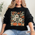 Autumn Botanical Floral Pressed Flowers Pumpkins Thanksgiving Season Cozy Sweatshirt