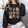 Autumn Floral Sunflowers Pumpkin Cozy Fall Harvest Botanical Theme Artwork Sweatshirt