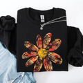 Autumn Flower Beautiful Fall Floral Sunflowers Pumpkins Harvest Print Cozy Sweatshirt