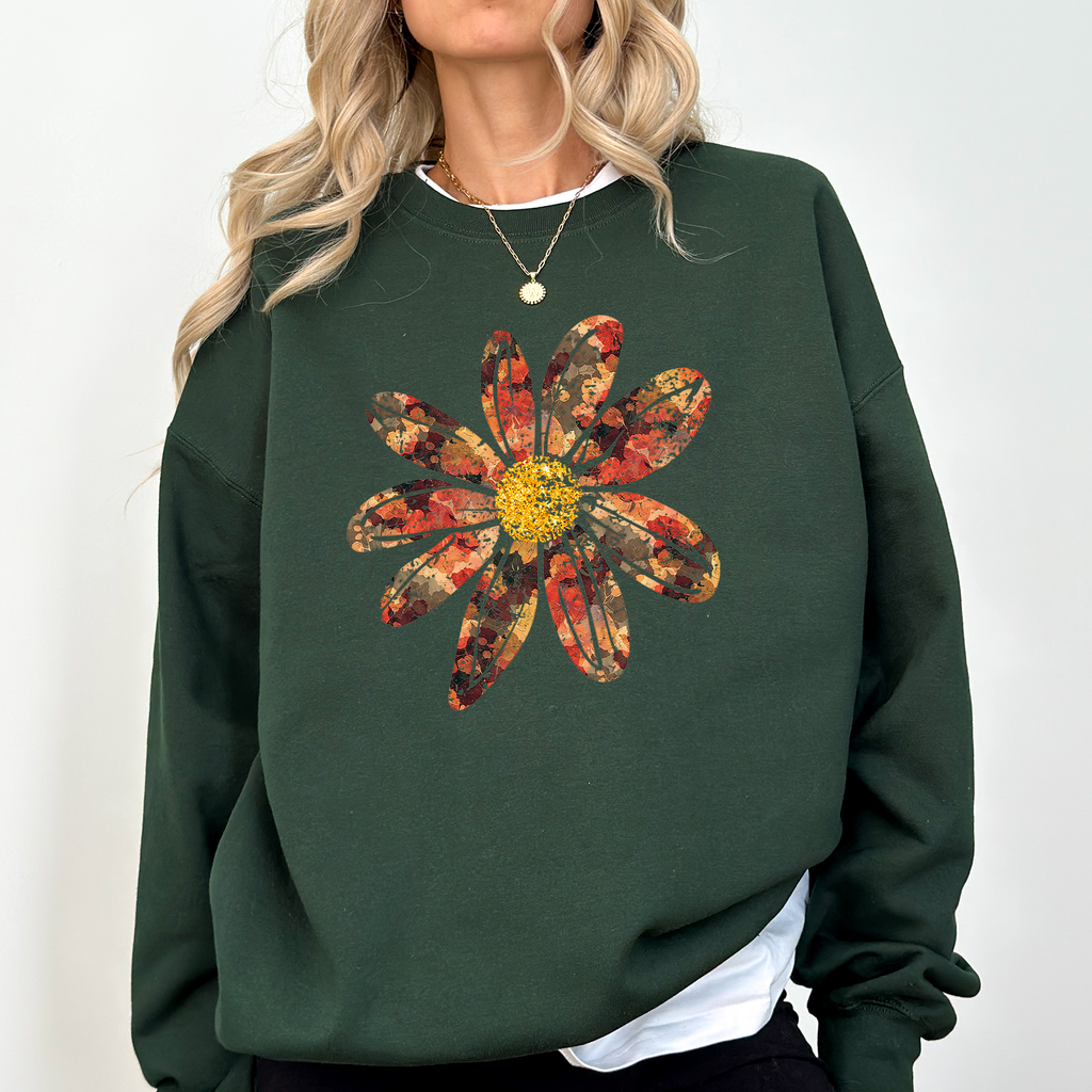 Autumn Flower Beautiful Fall Floral Sunflowers Pumpkins Harvest Print Cozy Sweatshirt