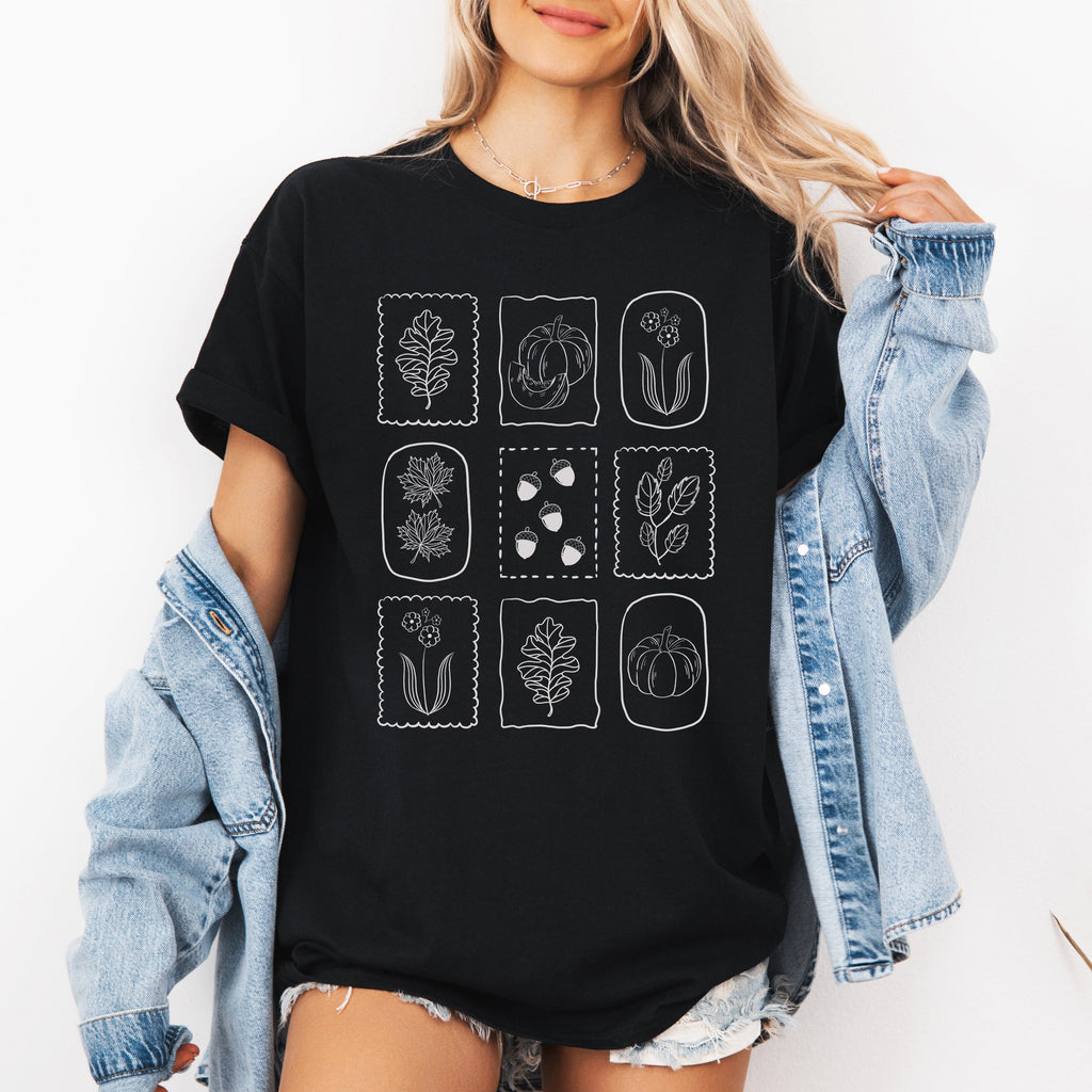 Autumn Flowers Minimalist Sunflowers And Pumpkins Cozy Seasonal Palette Graphic Tee