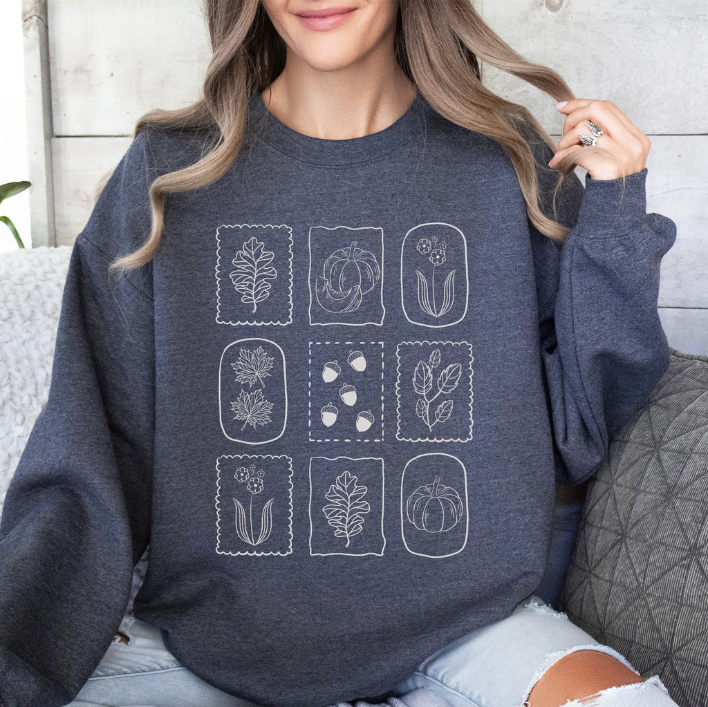 Autumn Flowers Minimalist Sunflowers And Pumpkins In Warm Tones Fall Floral Sweatshirt