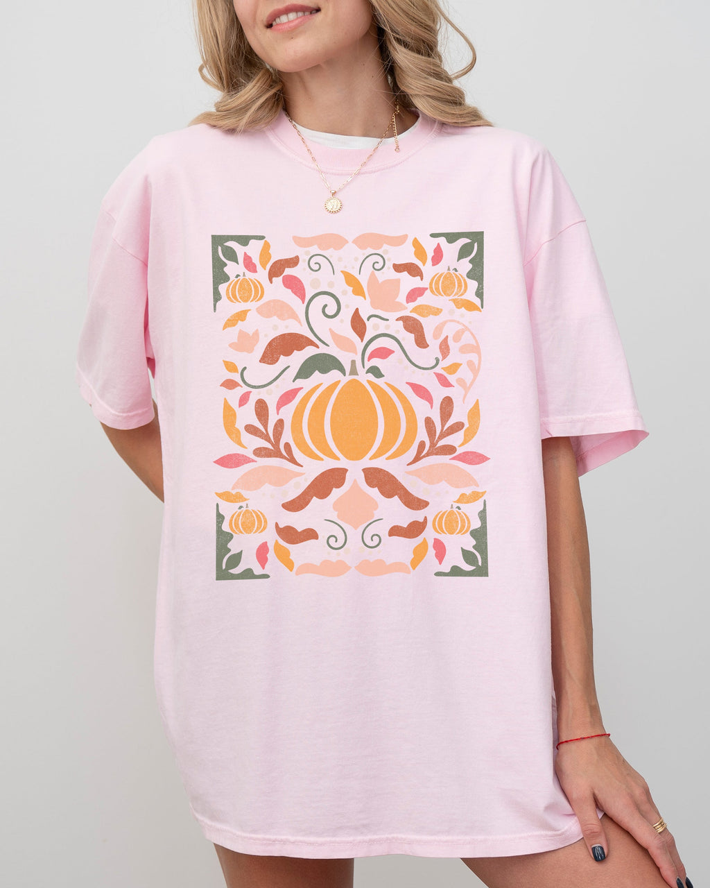 Autumn Folk Art Pumpkins Simplicity Fall Thanksgiving Halloween Comfort Colors Tee